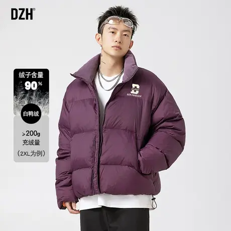 DZH男士紫色绗缝羽绒服男冬季加厚短款保暖立领外套男款2023新款图片