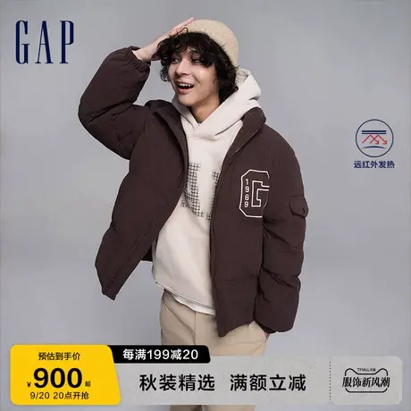 Gap男女装冬季2023新款LOGO高领羽绒服720815保暖鸭绒外套图片