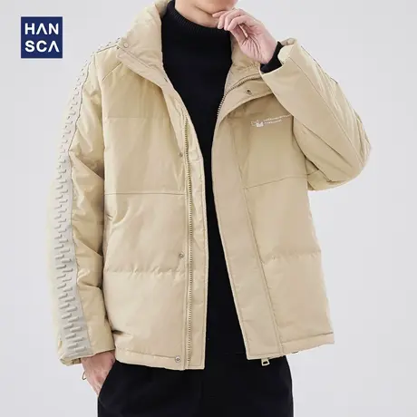 hansca设计感立领羽绒服男冬季2023新款日系白鸭绒潮牌保暖外套男商品大图