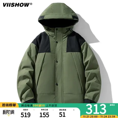 VIISHOW羽绒服男士冬季2023新款潮牌加厚短款鸭绒冲锋夹克工装外商品大图