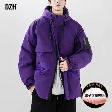 男士紫色羽绒服男冬季2024新款潮牌工装外套机能冲锋衣男款滑雪服商品大图