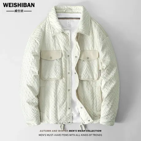 冬季新款衬衫式羽绒服男短款轻薄白鸭绒高级感保暖夹克羽绒男外套商品大图