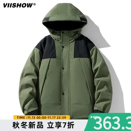 VIISHOW羽绒服男士冬季2023新款潮牌加厚短款鸭绒冲锋衣工装外套图片