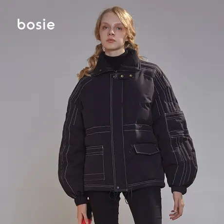bosie 男女同款 18AW D362冬季压线设计感加厚羽绒服休闲学生外套图片