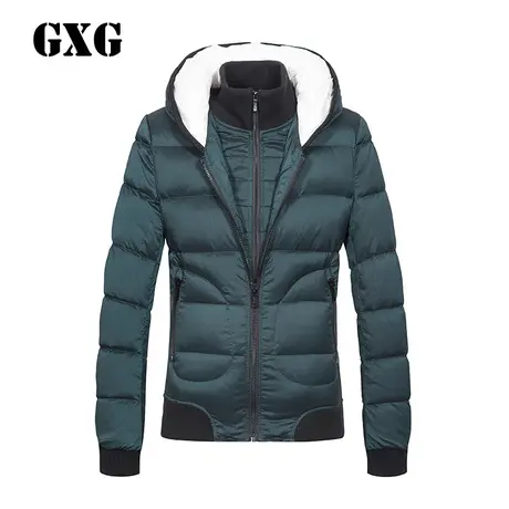 GXG男装 2015冬季商场同款 男士绿色双层拉链羽绒服#54111053图片