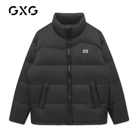 GXG男装[新尚]冬季商场同款黑色短款羽绒服绣标白鸭绒外套潮男商品大图