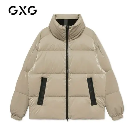 GXG男装[新尚]冬季商场同款卡其色短款羽绒服男面包服白鸭绒外套商品大图